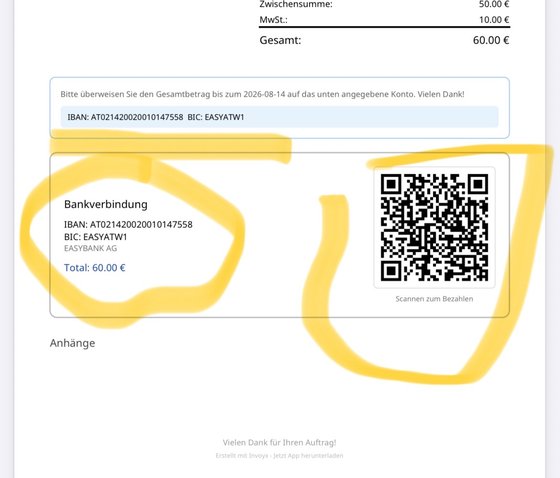 InvoYX IBAN-Prüfung und QR-Code