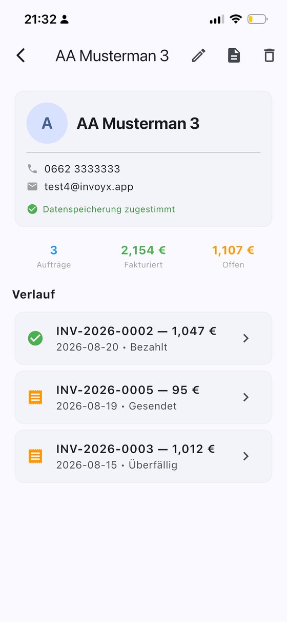 InvoYX Kundenverlauf