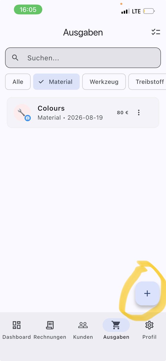 InvoYX Ausgabe hinzufügen Button