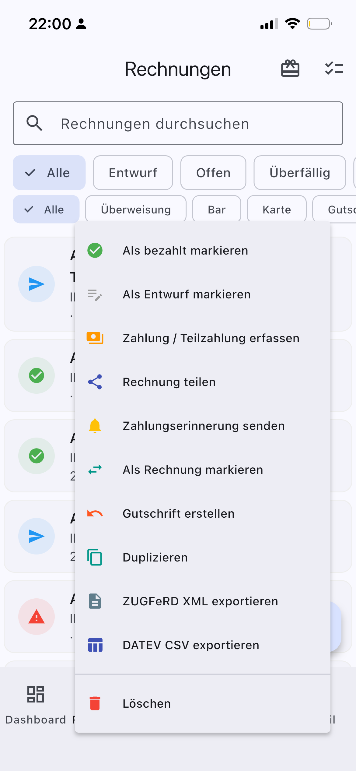 InvoYX neue Rechnung