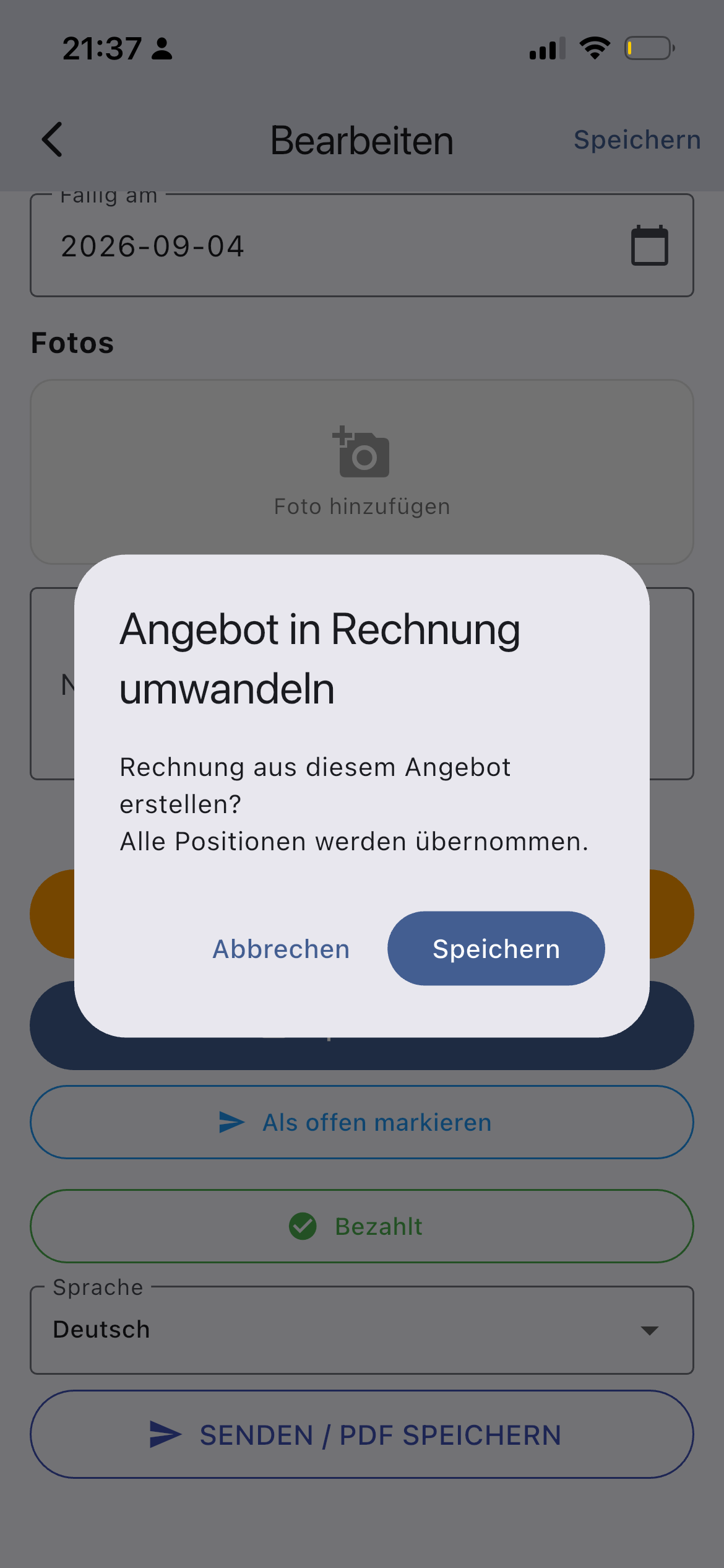InvoYX Angebot Rabatt Prozent oder Festbetrag