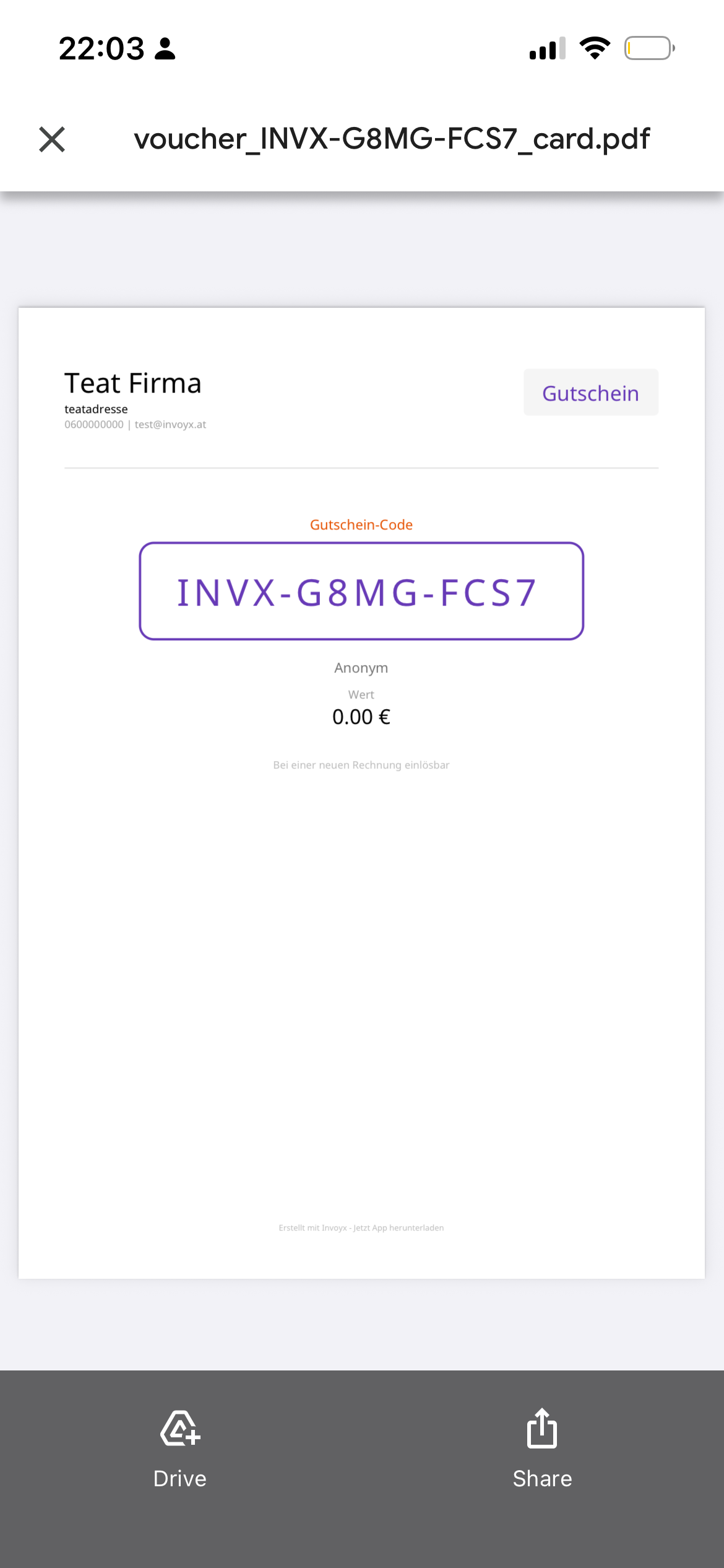 InvoYX Rückzahlungsbetrag